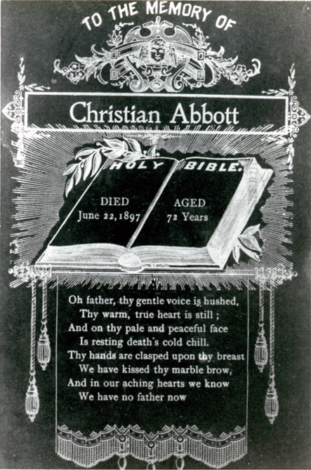 Christian Abbott Funeral Memorial Card