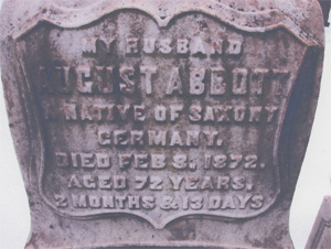 Augustus Abicht Headstone Marker Detail