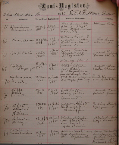 Stanford William Abbott Baptism Record, Full Page