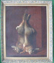 Oil Painting of Two Cottontail Rabbits, 1900