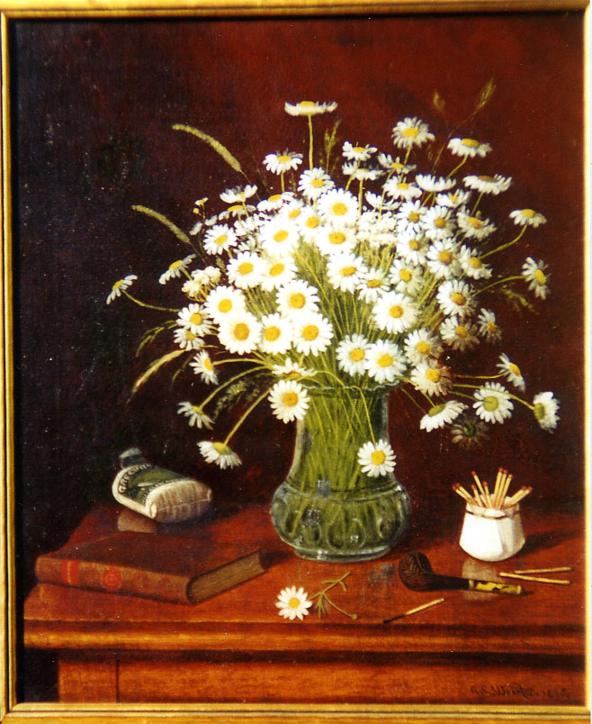 Stillife oil painting of daisies