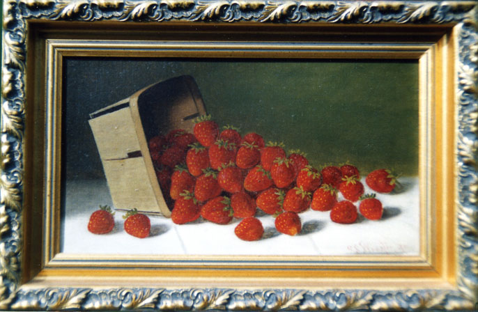 Stillife oil painting of strawberries